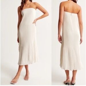 Abercrombie Pleat White Midi Dress